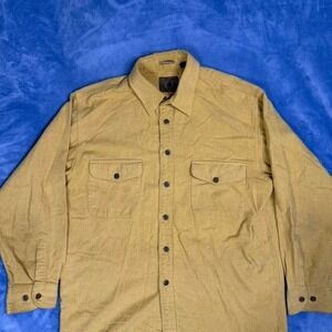 St. Johns Bay Chamois Solid Yellow  Button-Up Long Sleeve Casual Men's size m